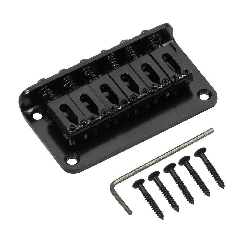 Micovay 78MM Metal Fixed Hardtail Saddle Bridge Top Load Guitar Tailpiece for 6 String Fender Strat Tele Electric Guitar,Black - Image 1